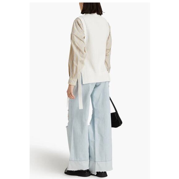 3.1 Phillip Lim Lace Up Cotton Ribbed Knit Vest M Minimalist Quiet Luxury Casual - Picture 4 of 15